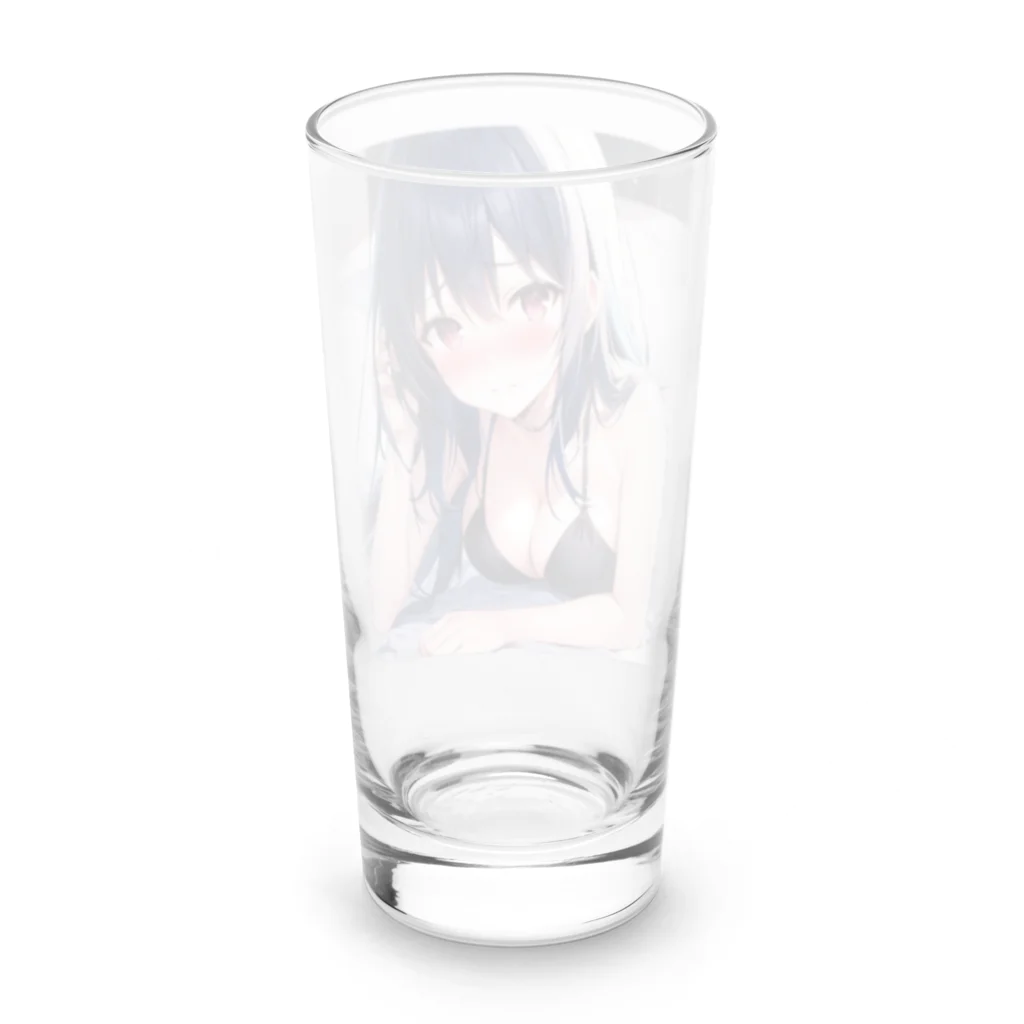 あなたに夢中の黒いビキニの女の子2（青髪Ｖｅｒ．） Long Sized Water Glass :back