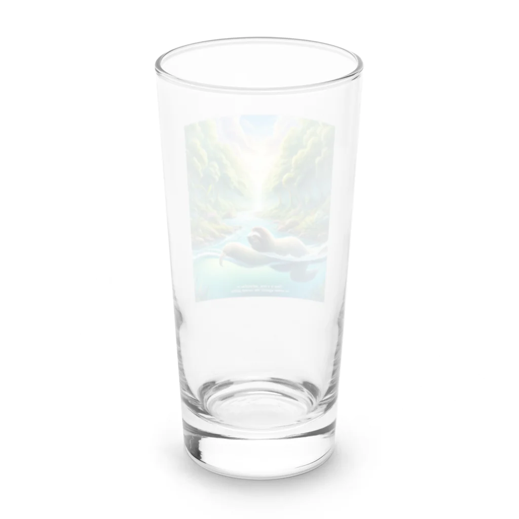 k.a.u.j.7の時間の流れを象徴する川の中でゆったりと泳ぐ、ナマケモノの姿🌿 Long Sized Water Glass :back