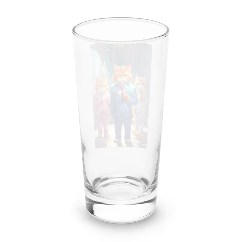 ハミガキマーケットのスーツ歯磨きネコ Long Sized Water Glass :back