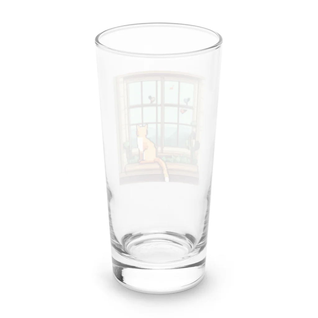 にゃんにゃんの外を眺める猫 Long Sized Water Glass :back