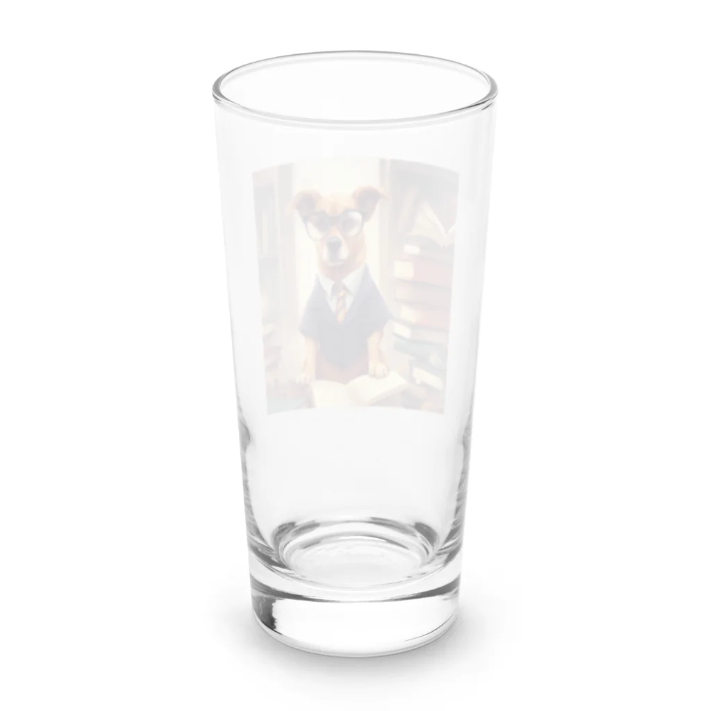 me-tooの知識欲旺盛なわんちゃん Long Sized Water Glass :back