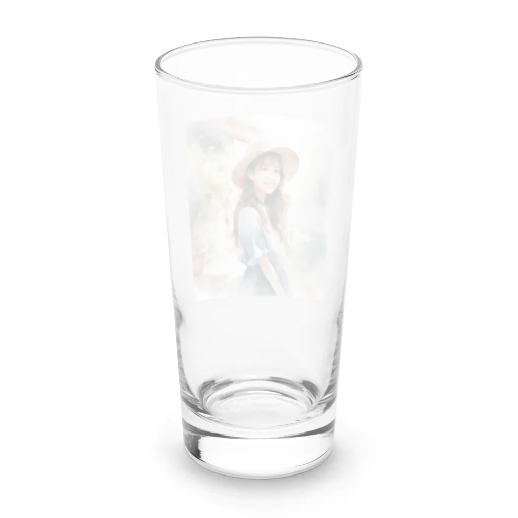ura3_の麦わら帽子の女の子 Long Sized Water Glass :back