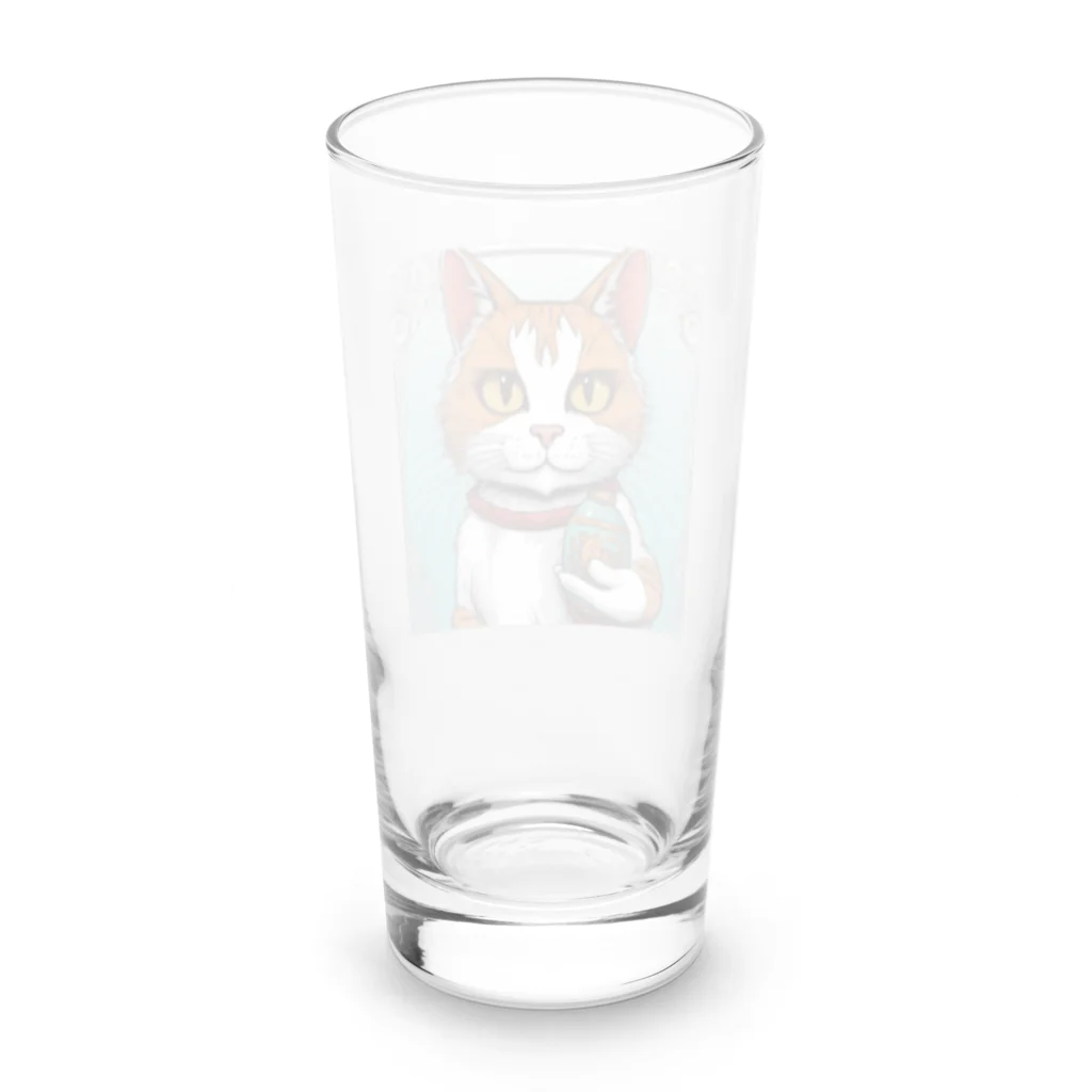 にゃんこーねこの瓶持ち猫 Long Sized Water Glass :back