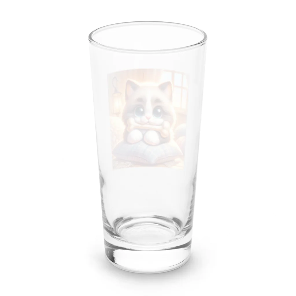 TomaTracksの骨をくわえた猫ちゃん Long Sized Water Glass :back