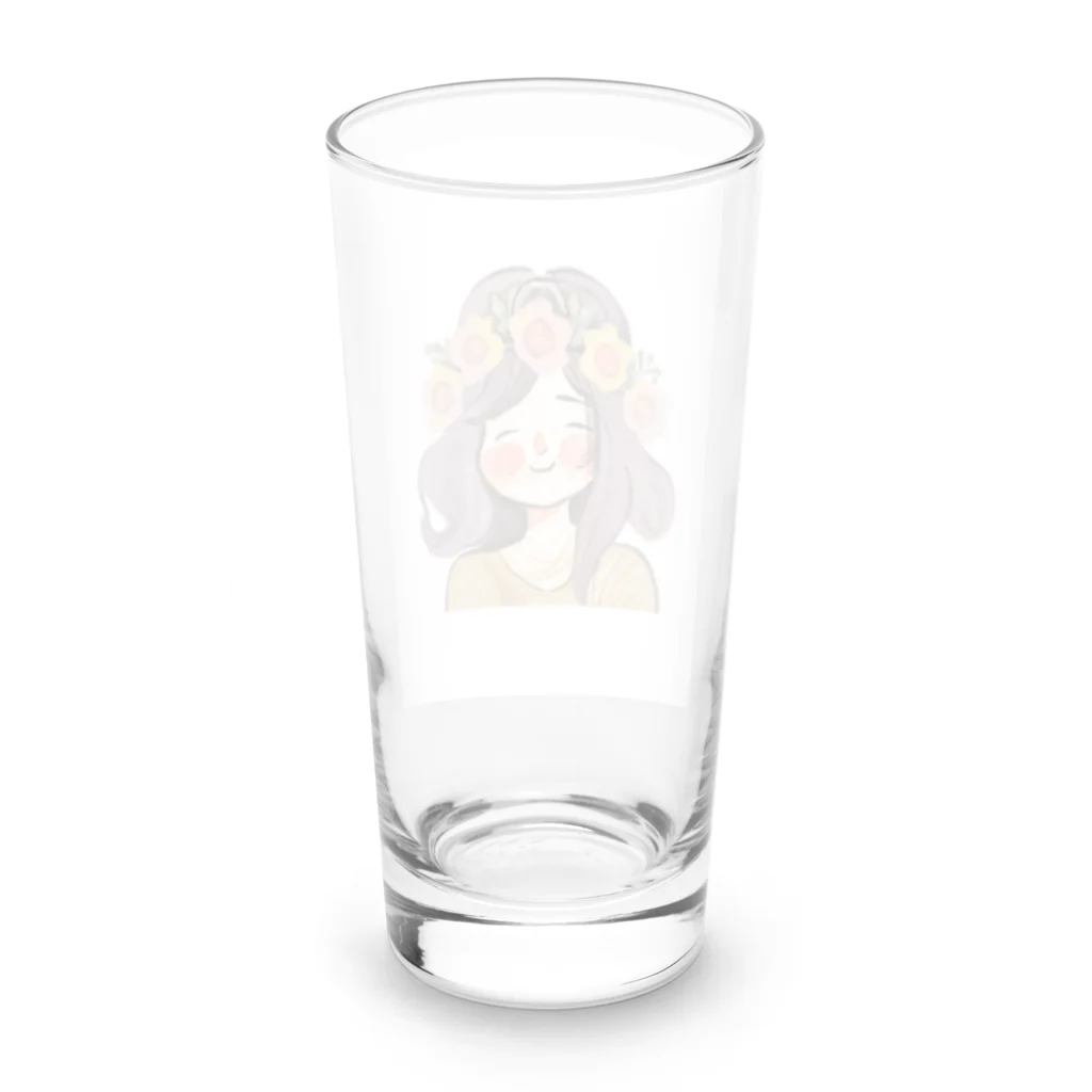 moanaの水彩画　花冠の少女 Long Sized Water Glass :back