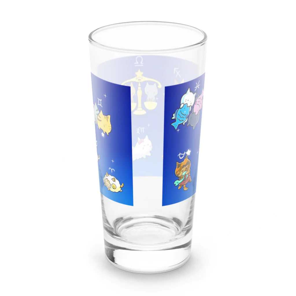 もふもふ堂の十二（十三）星座の夢溢れる猫デザイン Long Sized Water Glass :back