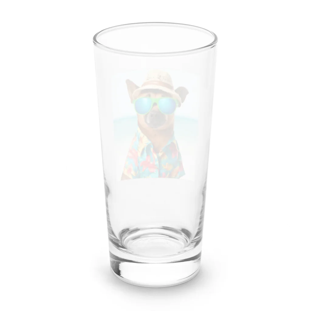 MACOCCHIのハワイアンスタイル全開！アロハシャツを着こなすかわいいワンちゃん♪ Long Sized Water Glass :back