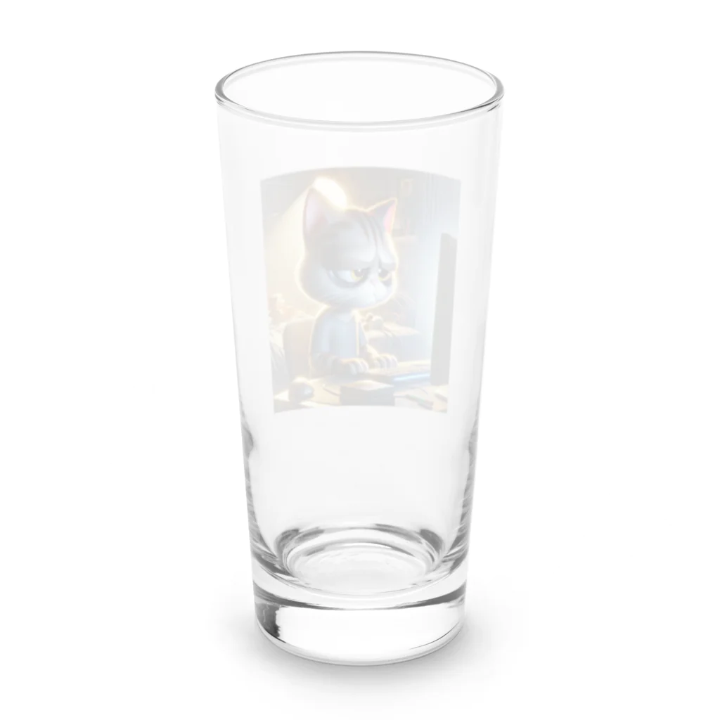 ARIES-TEREAの仕事中のかわいい猫 Long Sized Water Glass :back