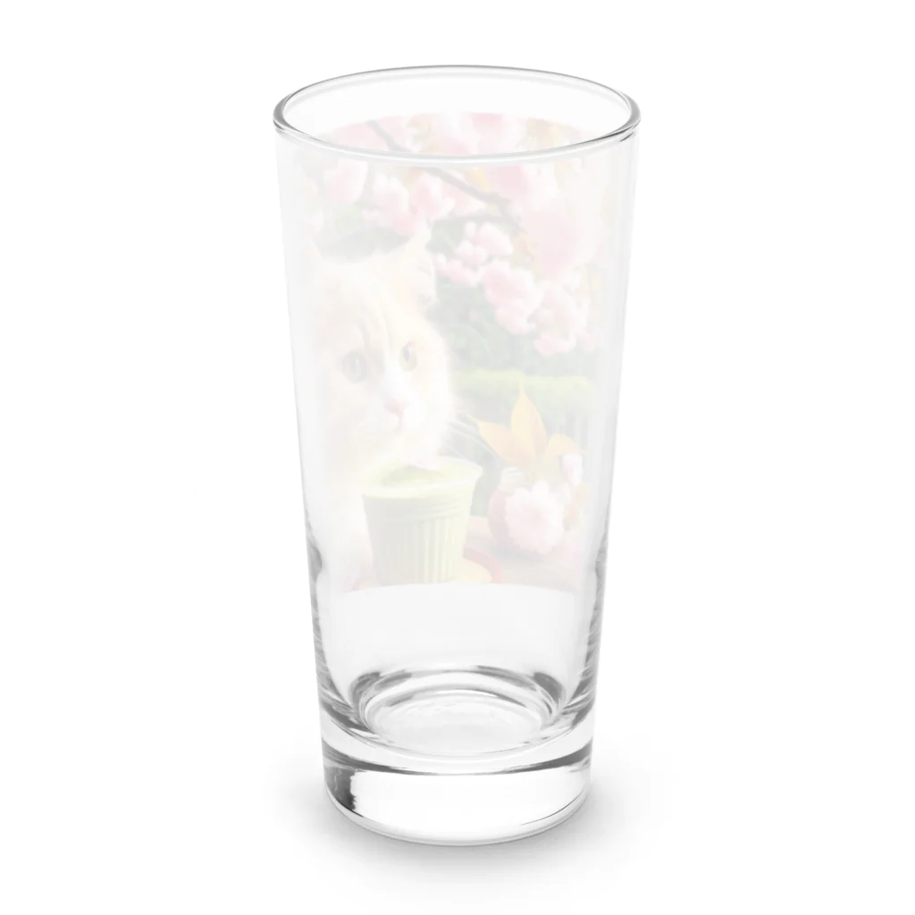 猫と紡ぐ物語の春の訪れを告げる桜満開 Long Sized Water Glass :back