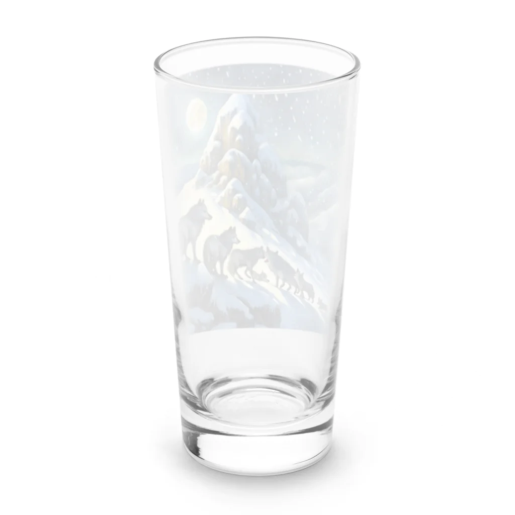 DREAMHOUSEの雪山のオオカミの群れ Long Sized Water Glass :back