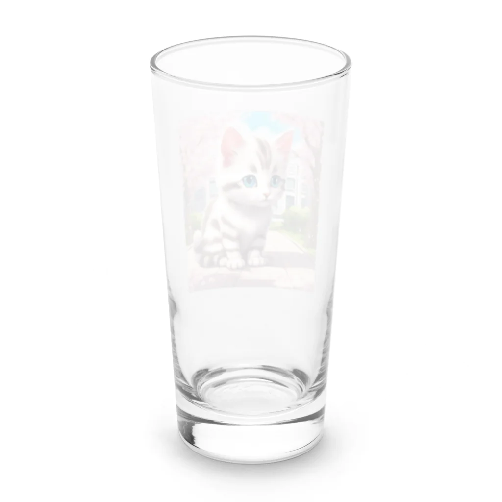 yoiyononakaの春と桜と虎縞白猫08 Long Sized Water Glass :back