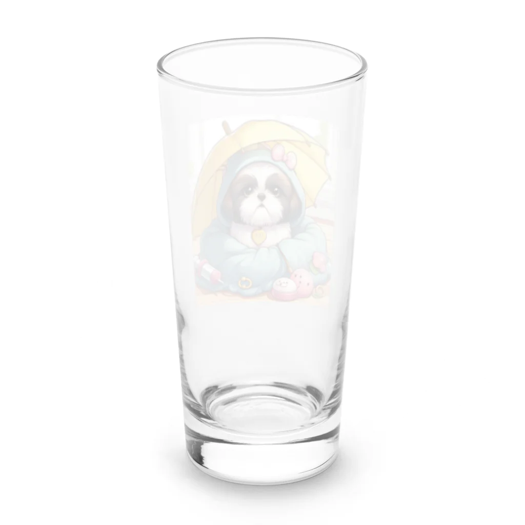 ワンコとにゃんちゃんズのアンブレラシーズー Long Sized Water Glass :back