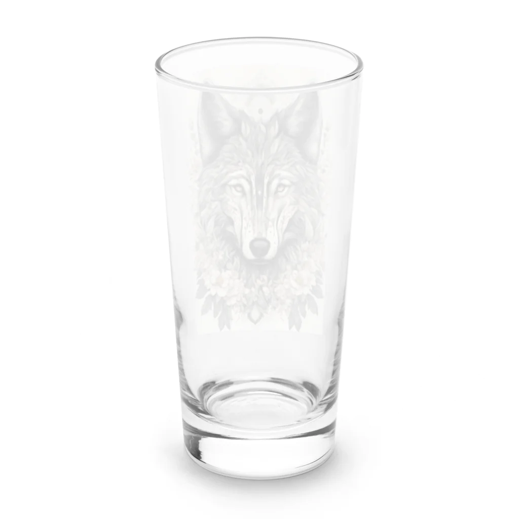 狼迅會の華と曼荼羅モチーフの狼 Long Sized Water Glass :back