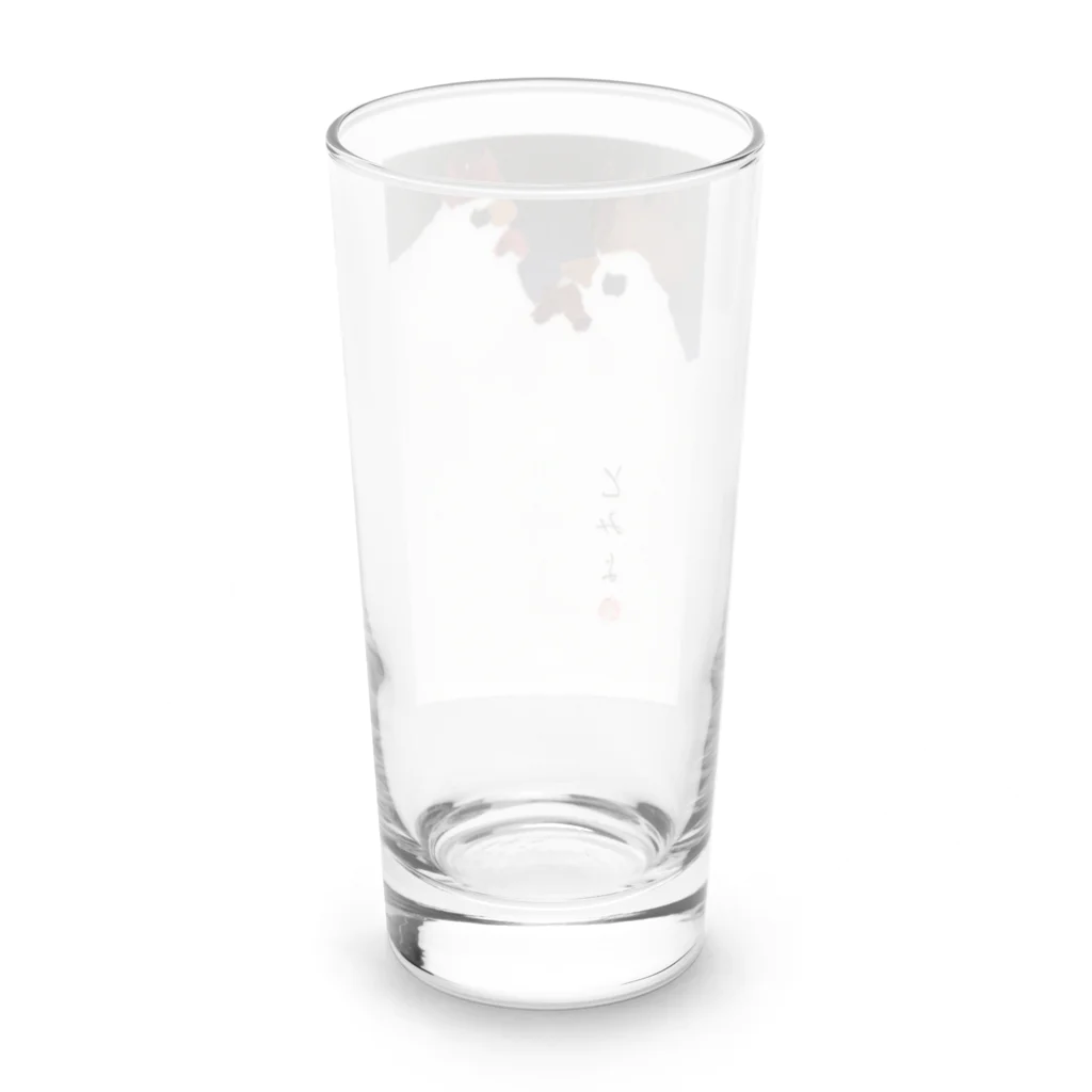 とみよのちぎり絵のとみよのにわとり Long Sized Water Glass :back