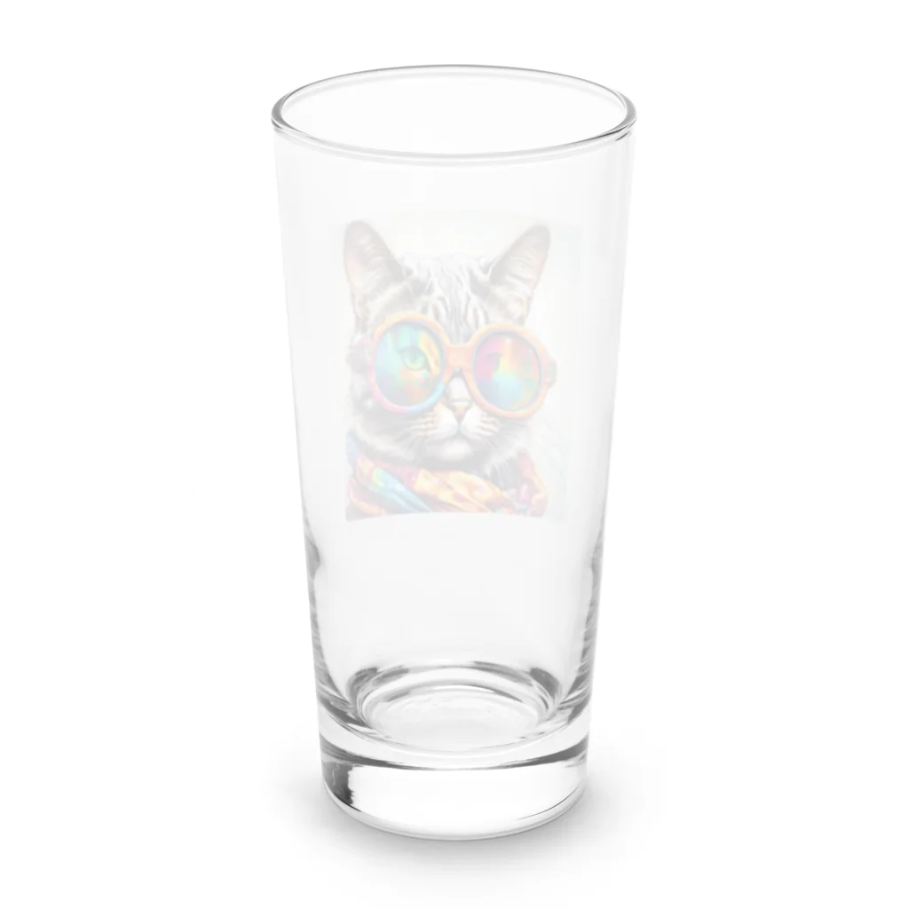 だんのんのカラフルメガネをかけた猫 Long Sized Water Glass :back