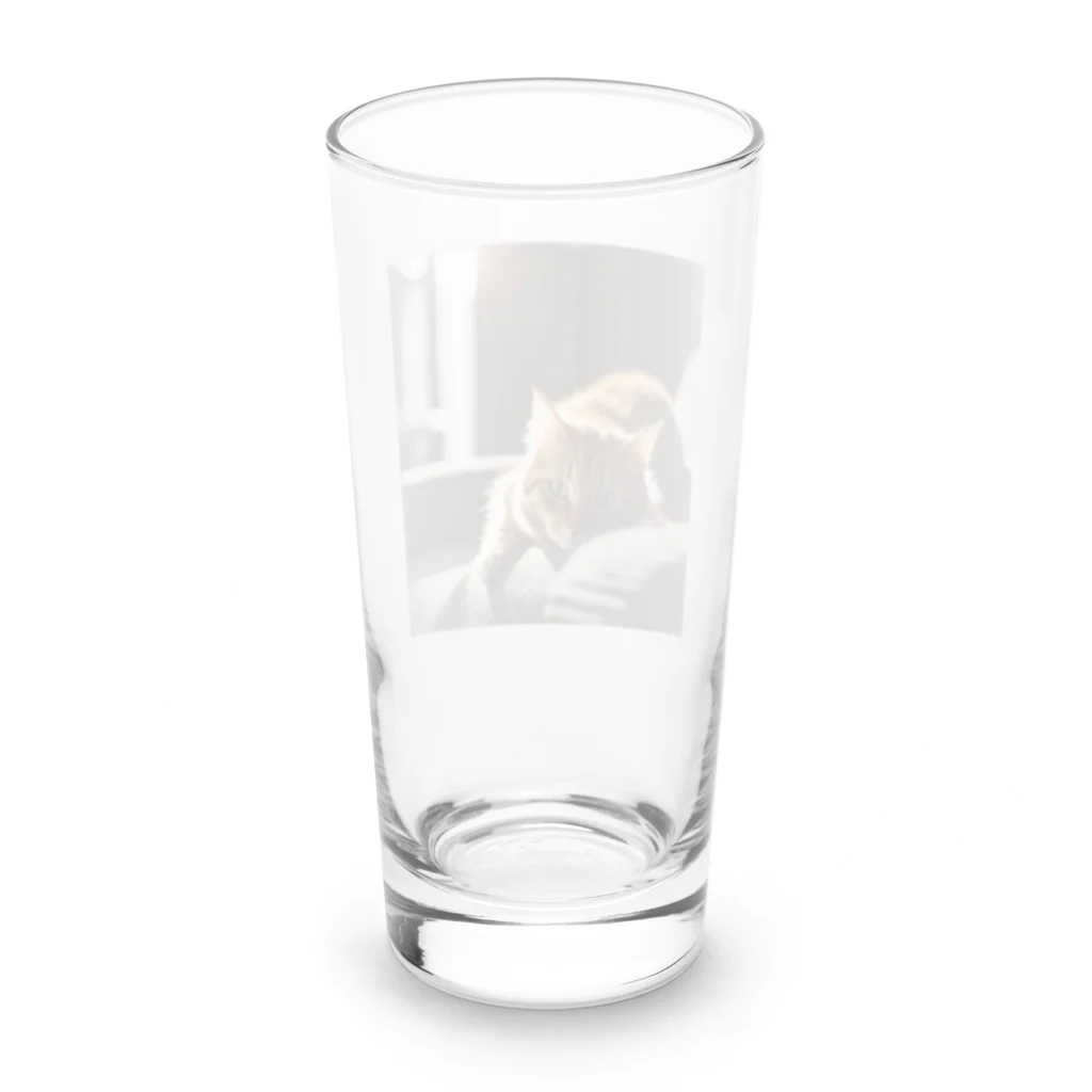 feliceのリビングでごろんとする猫 Long Sized Water Glass :back