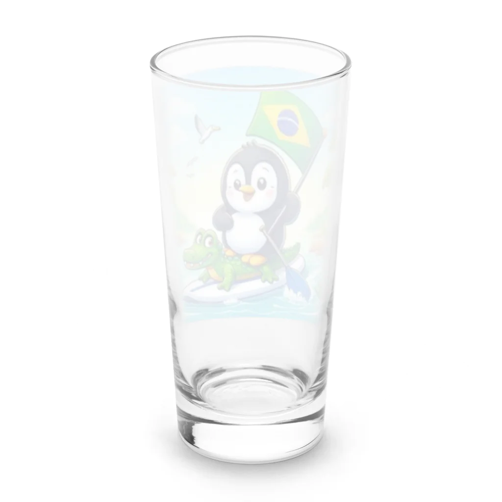 Enjoy 旅SUP!の旅ペンギン　ブラジル　アマゾンでSUP！！ Long Sized Water Glass :back
