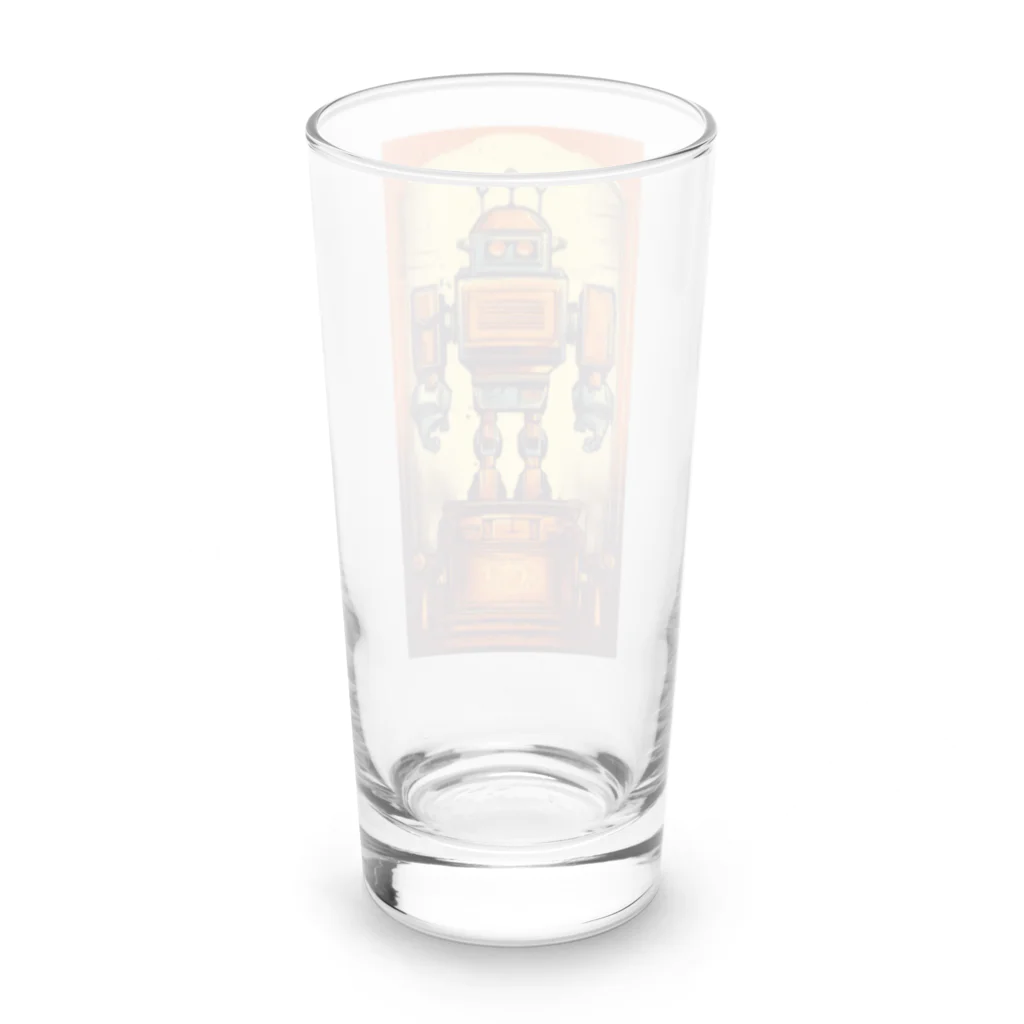 mirinconixのブリキのヴィンテージ風ロボットのイラスト Long Sized Water Glass :back