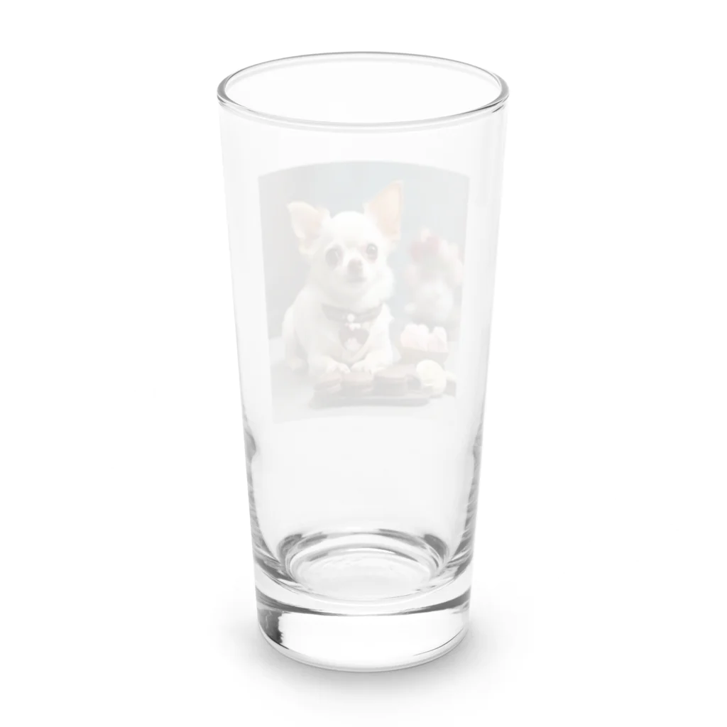 チワワ愛好家ショップのチワワと一緒に楽しむアフタヌーンティータイム！ Long Sized Water Glass :back