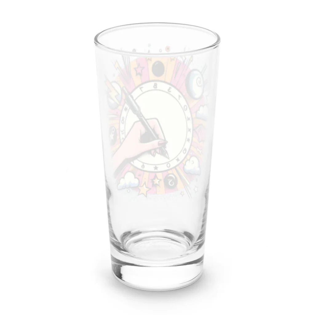 momonekokoのキャンバスに絵を描く女性 Long Sized Water Glass :back