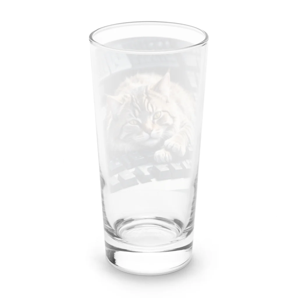 Ruru1の猫とキーボード Long Sized Water Glass :back