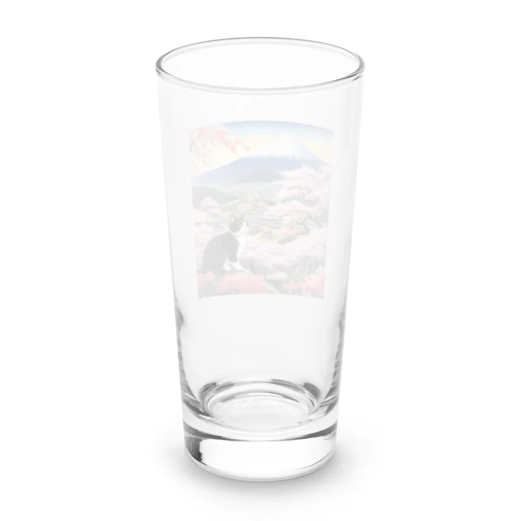 だんのんの桜と富士山と猫 Long Sized Water Glass :back