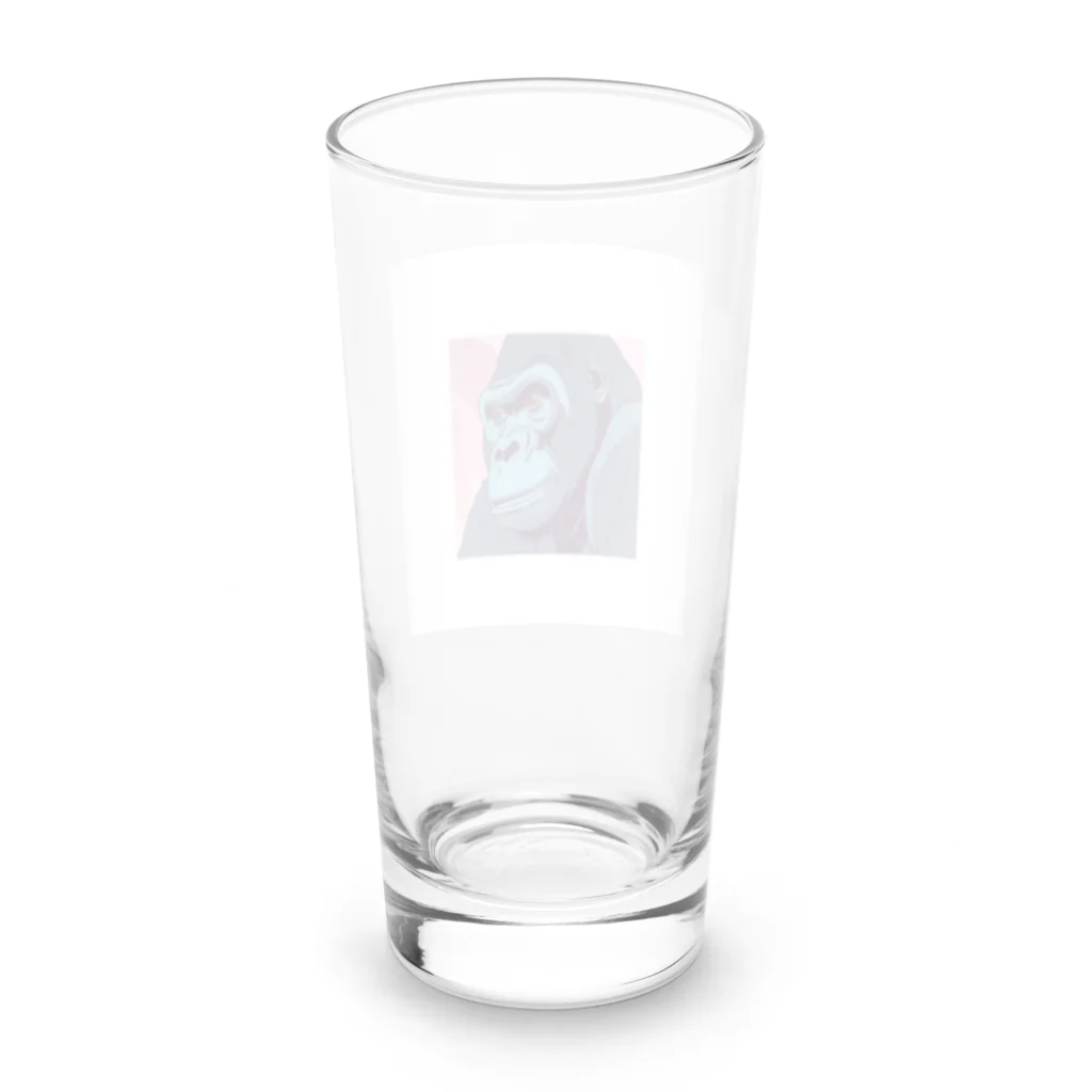 ganeshaのトライアスロンに参加する白黒のゴリラ Long Sized Water Glass :back