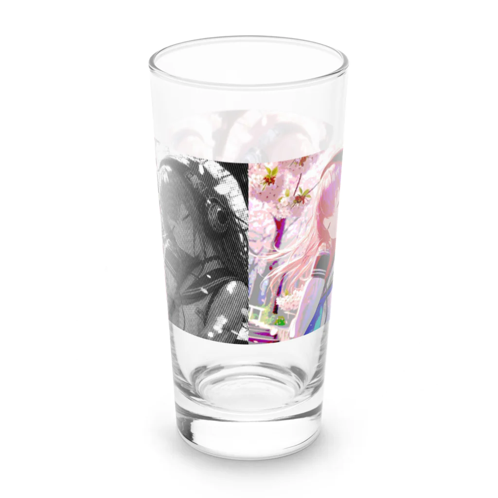 JAPAN THE HEROのヘッドフォン女子ともちゃん🌸 Long Sized Water Glass :back