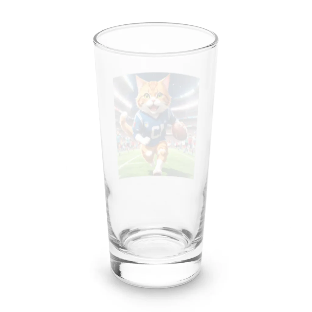 NekoAshiNoBathtubのアメリカンフットボールネコ Long Sized Water Glass :back