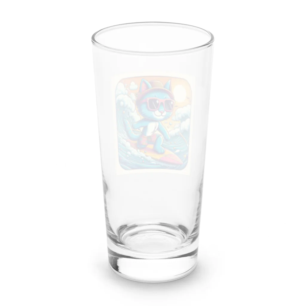 ふぇにゃんくすの猫サーファーたま Long Sized Water Glass :back