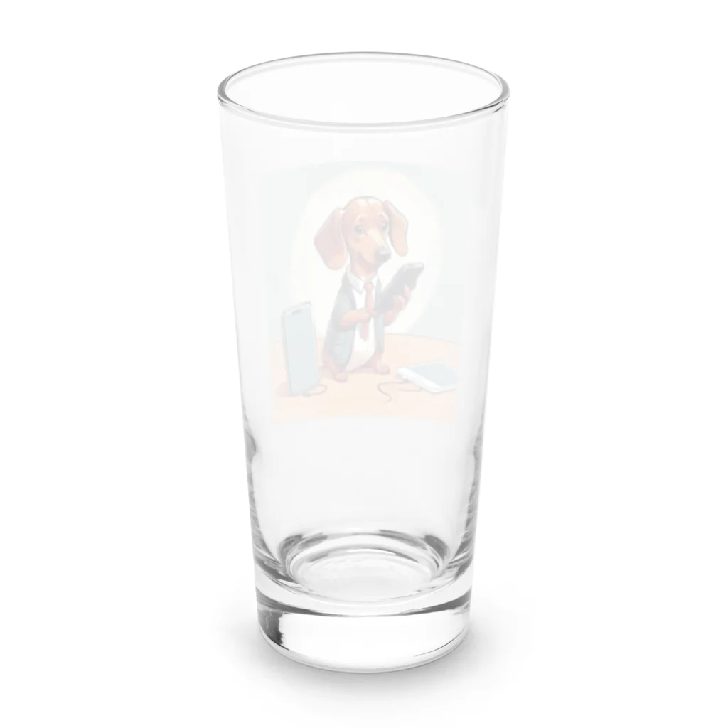 Runのスマホ依存症のダックスフント Long Sized Water Glass :back