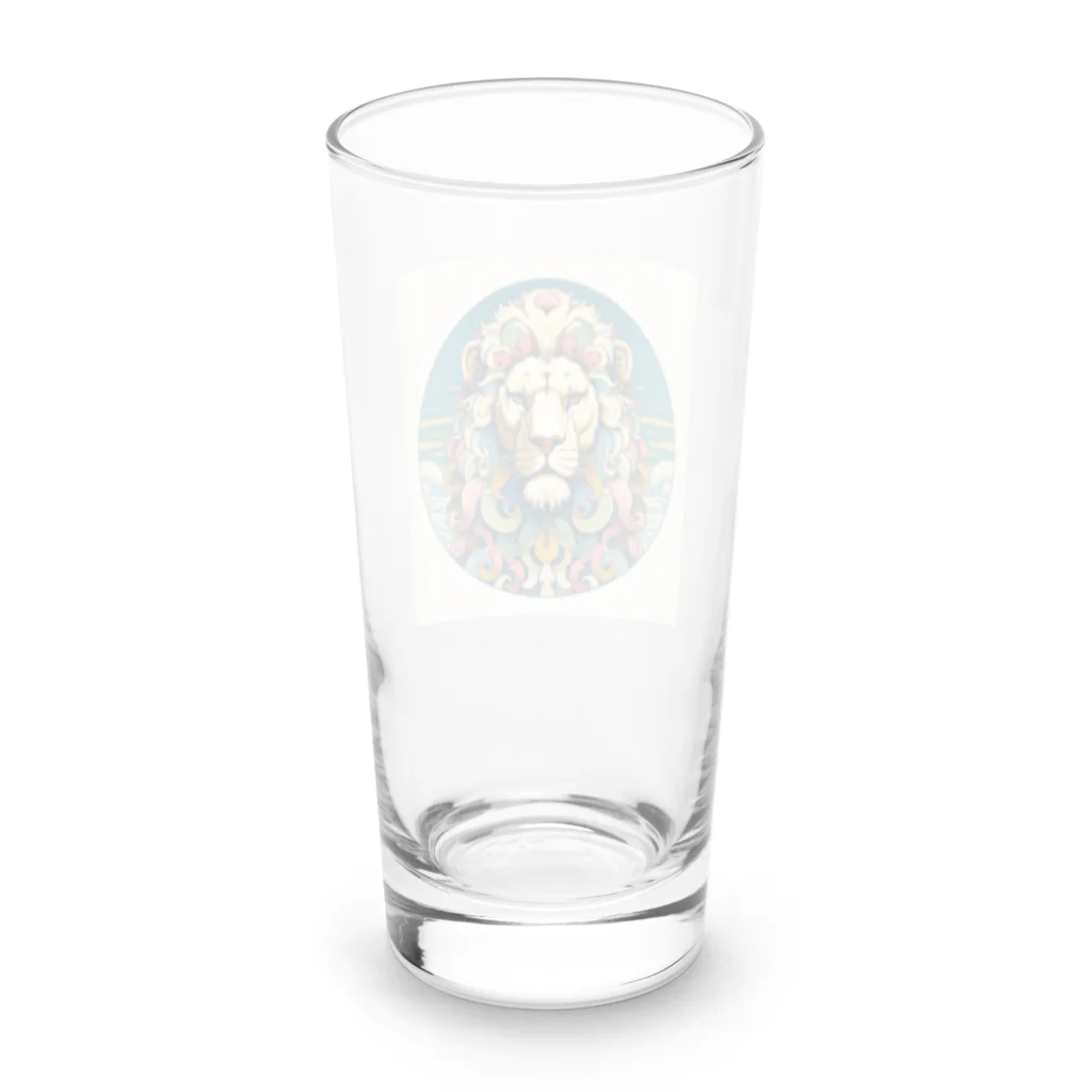 chaochao0701の浮世絵風　ライオン（顔）"Ukiyo-e style lion (face)."  "浮世繪風格的獅子（臉）。" Long Sized Water Glass :back