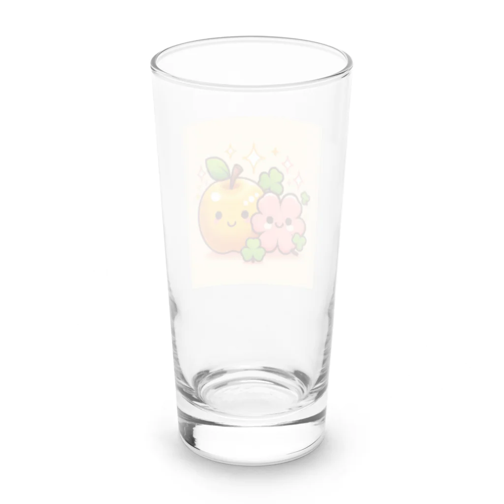金運上昇金のリンゴの恋愛運アップの金のリンゴとピンクのクローバー Long Sized Water Glass :back