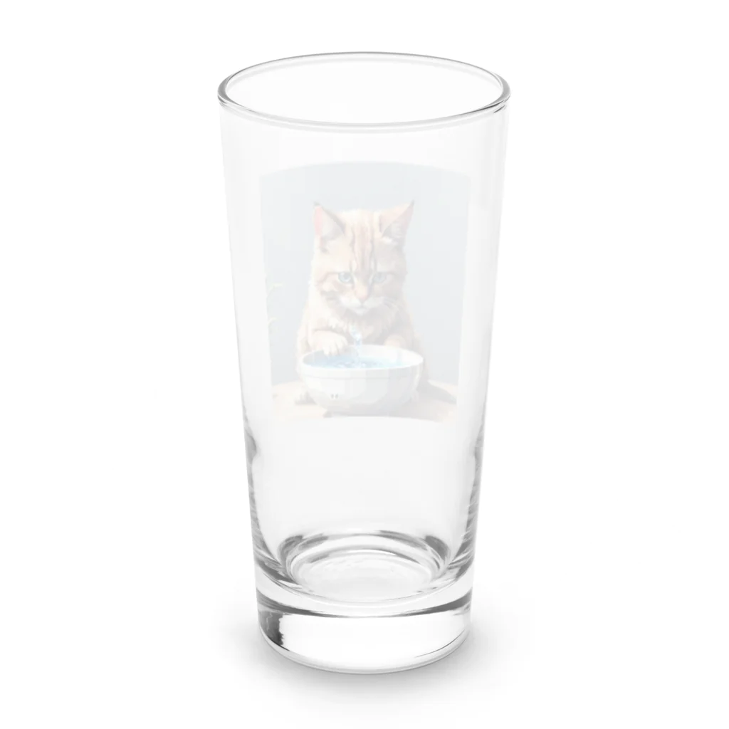 nekoと鉄の水を飲んでいる猫 Long Sized Water Glass :back