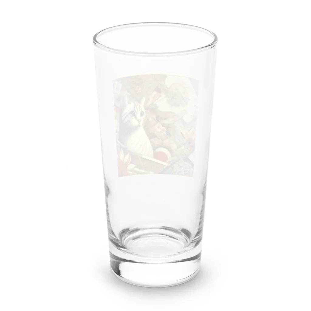 EMAKIの和紋様 x 猫　好奇心旺盛な猫と日本の歴史 Long Sized Water Glass :back