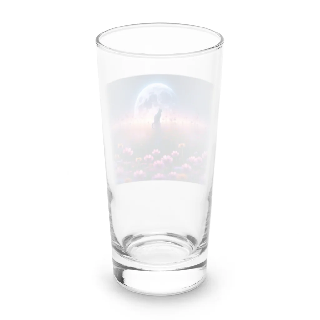 space catの花畑と猫と満月と Long Sized Water Glass :back