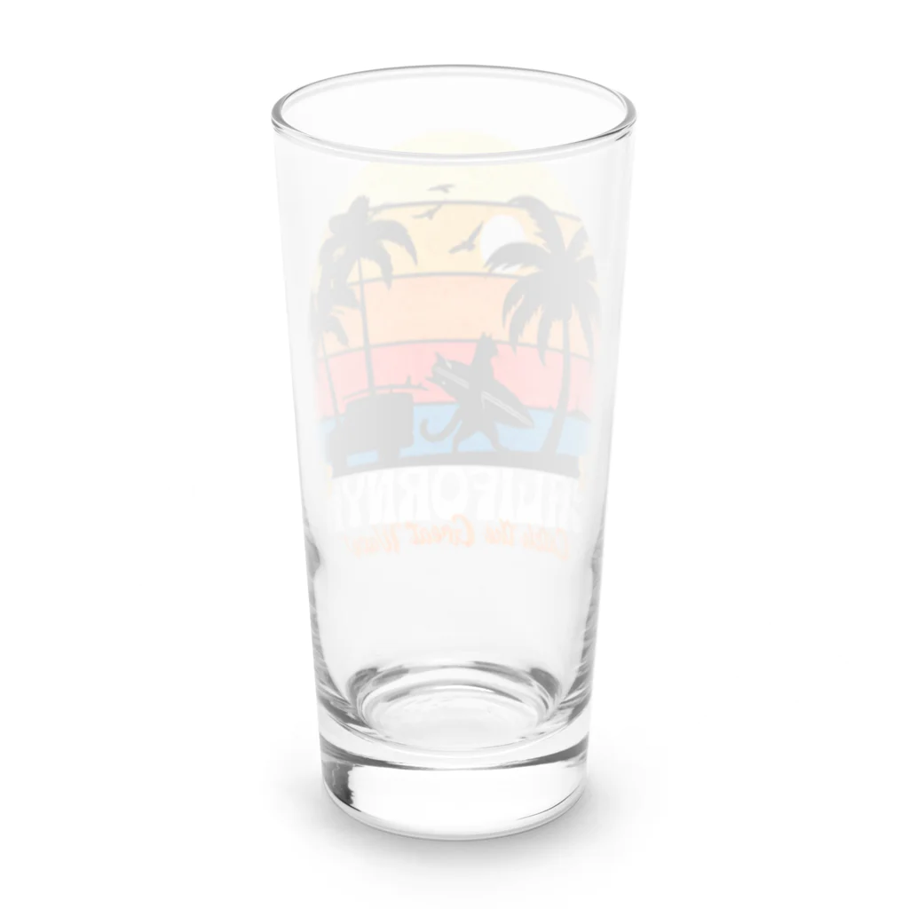 野良猫は星空の夢を見るのカリフォルニャ　サーフィン猫 Long Sized Water Glass :back