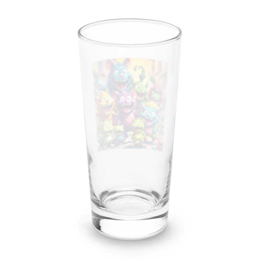 LEAD !のモンスターの親子が笑顔で楽しそうに遊んでいる風景 Long Sized Water Glass :back