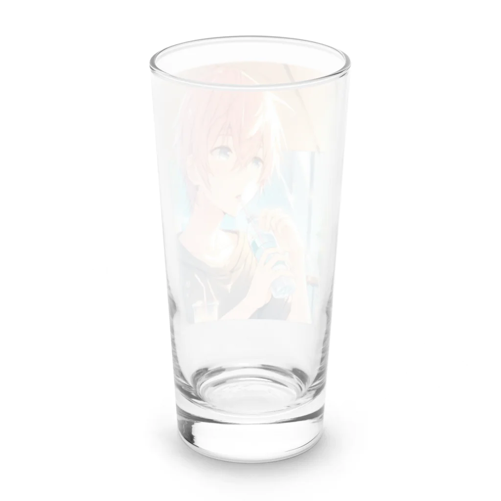 ShopＴＫの夏の爽やかな風に包まれた青年 Long Sized Water Glass :back