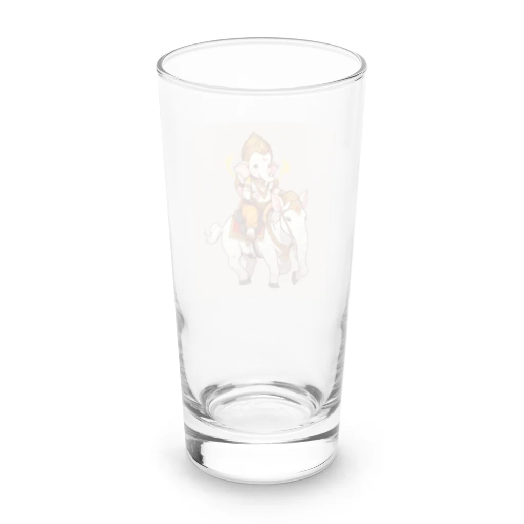 ganeshaの可愛いガネーシャに乗って馬に乗ろう Long Sized Water Glass :back