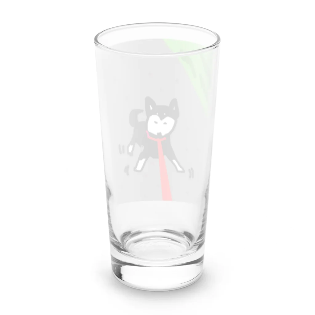 ペコりんショップの黒柴散歩拒否 Long Sized Water Glass :back