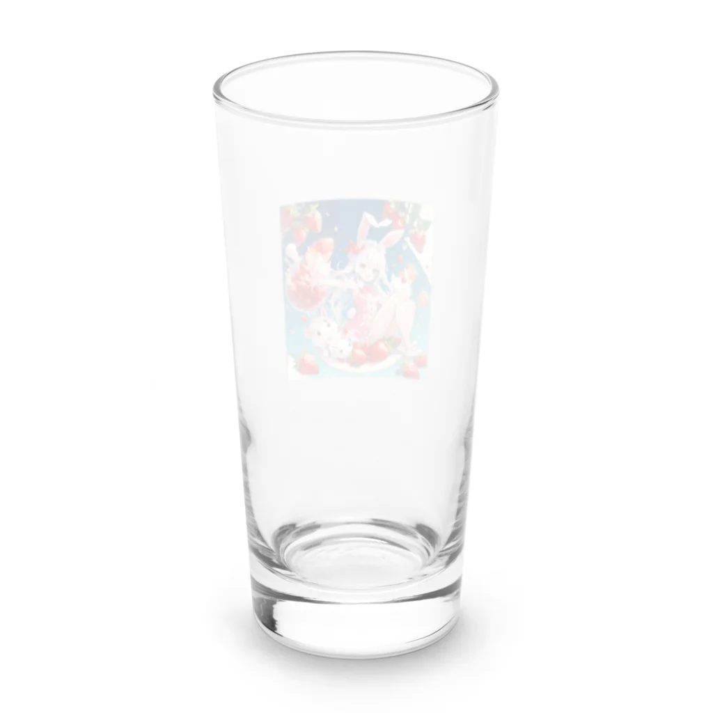 ピンクリボンのいちごうさぎ02 Long Sized Water Glass :back