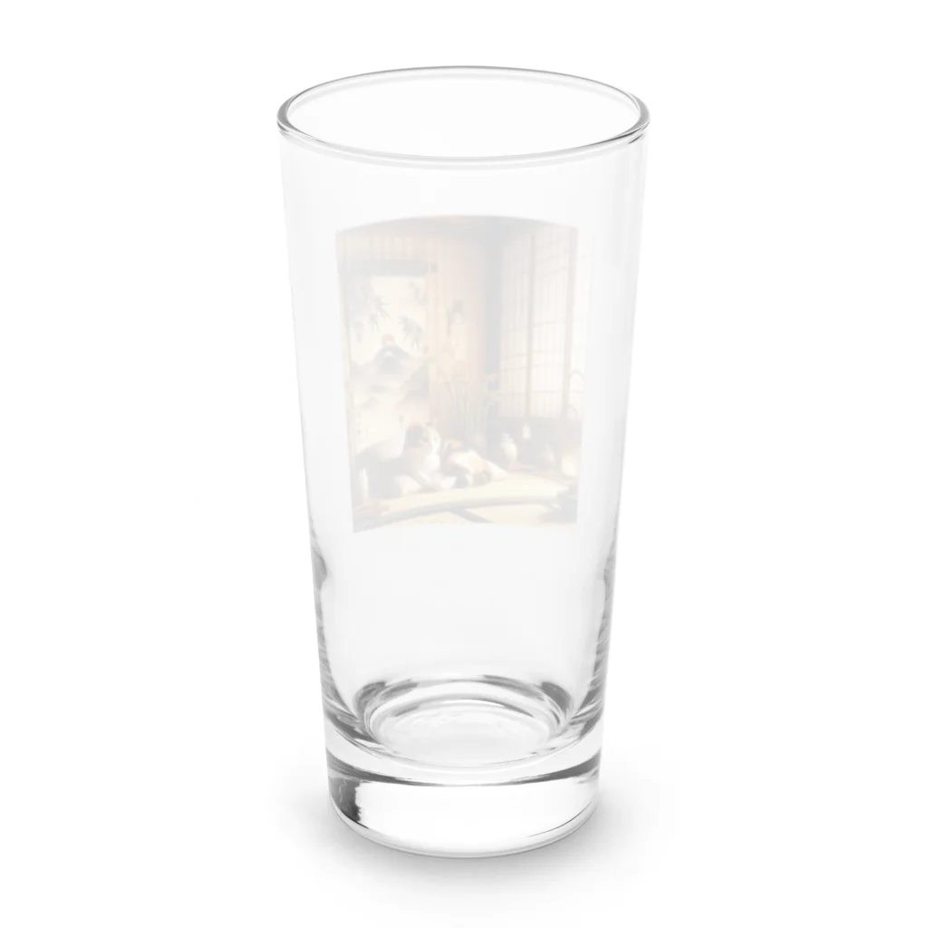 EMAKIの和紋様 x 猫　竹と猫の和室 Long Sized Water Glass :back