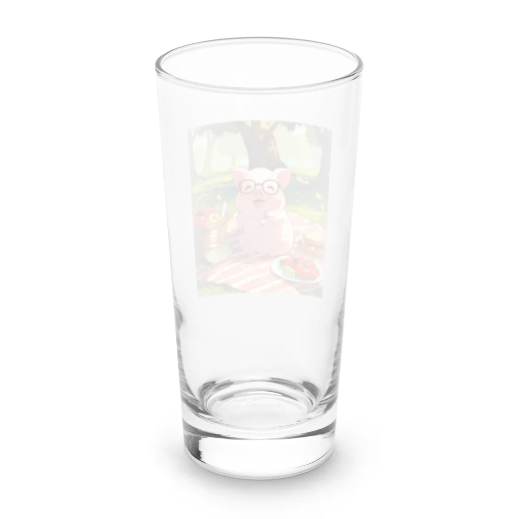 ganeshaのかわいい豚とピクニック Long Sized Water Glass :back