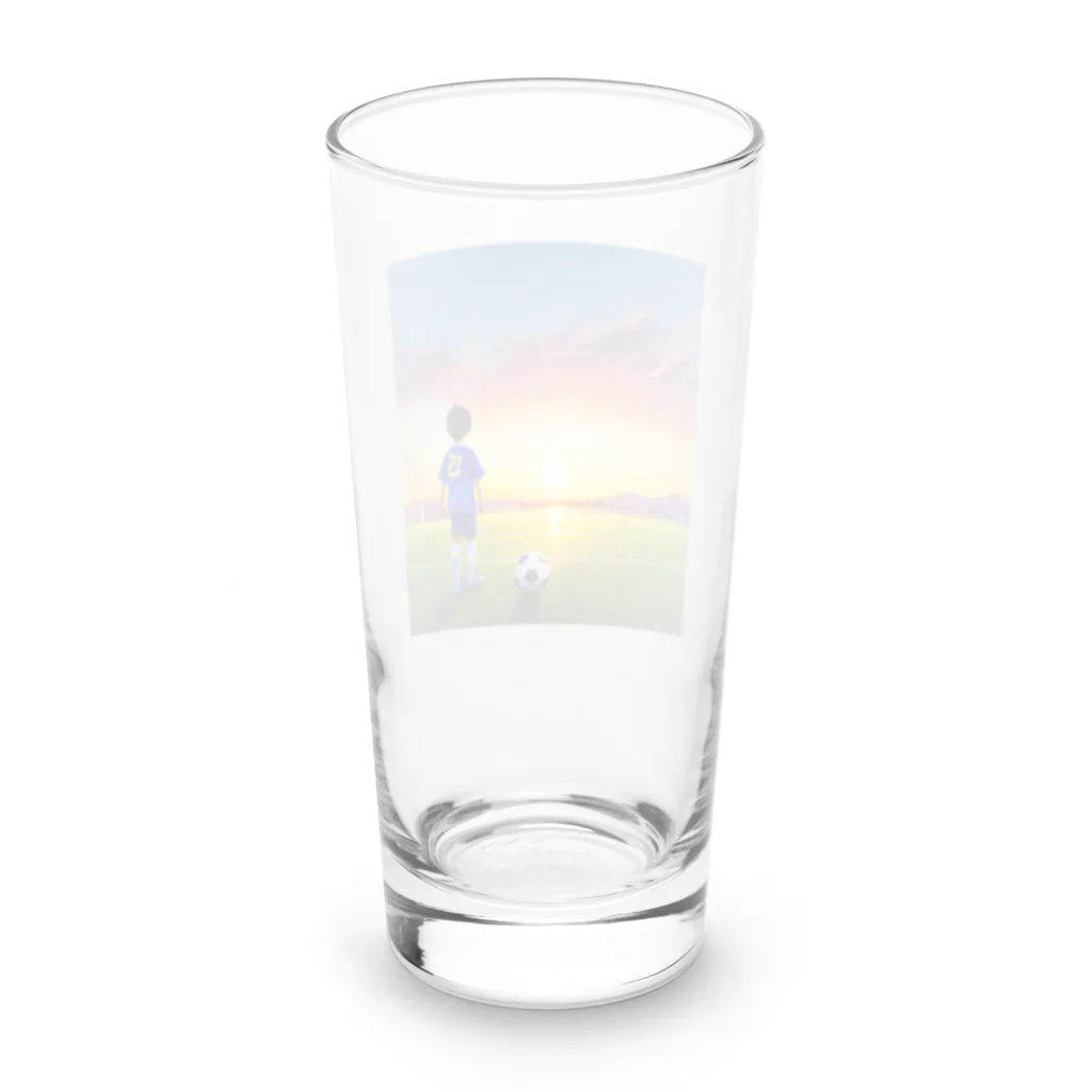 musashiyaの夕日とサッカー少年 Long Sized Water Glass :back