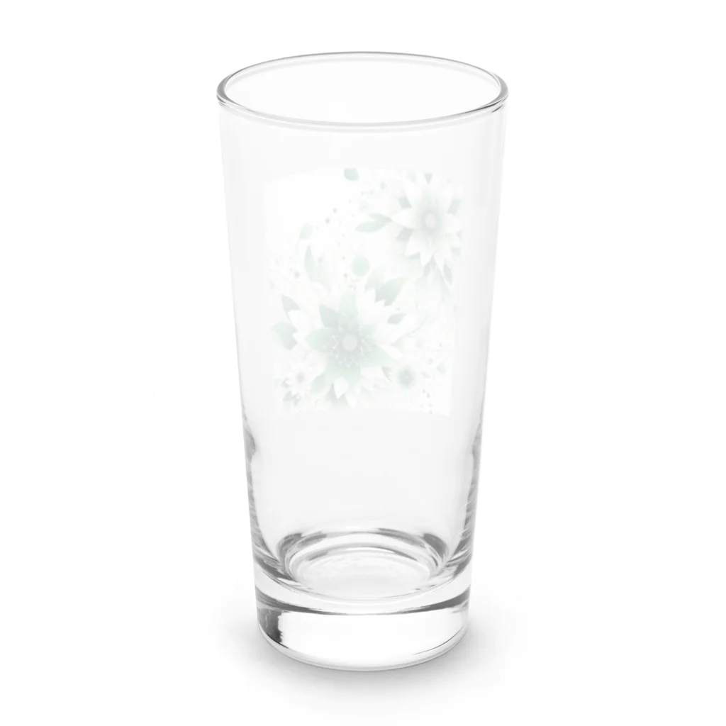 アミュペンの数学的なデザインを持つ緑と白の花 Long Sized Water Glass :back