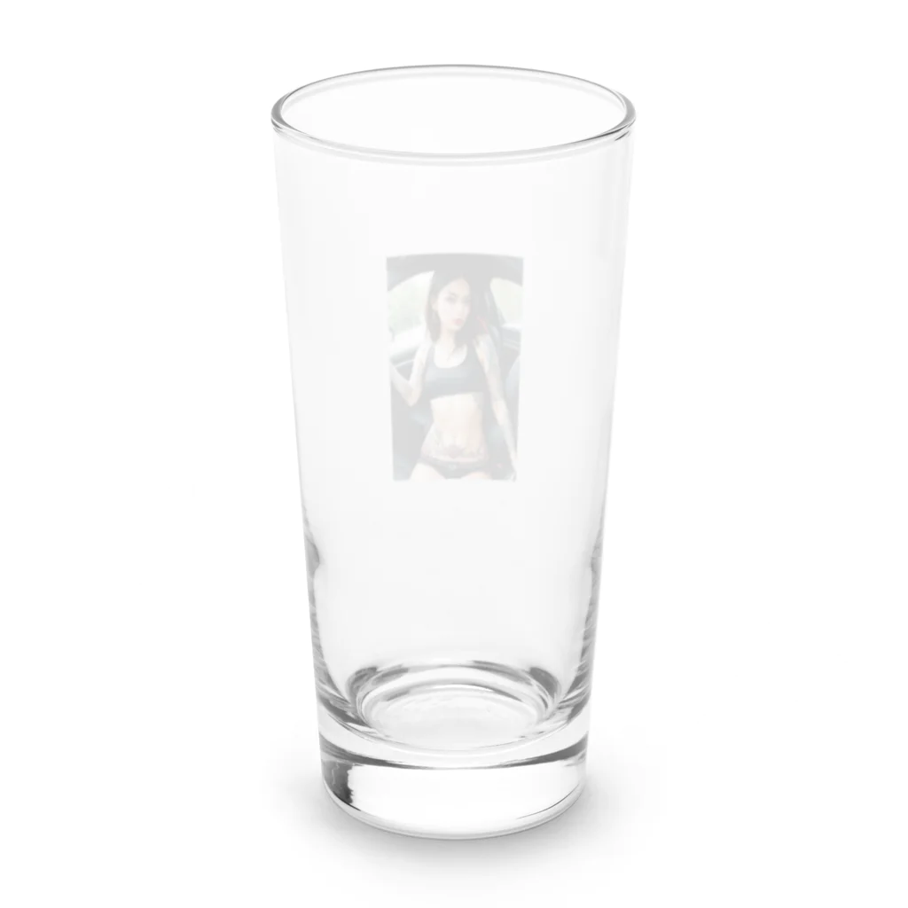 Be proudの車にいるタトゥー美女 Long Sized Water Glass :back