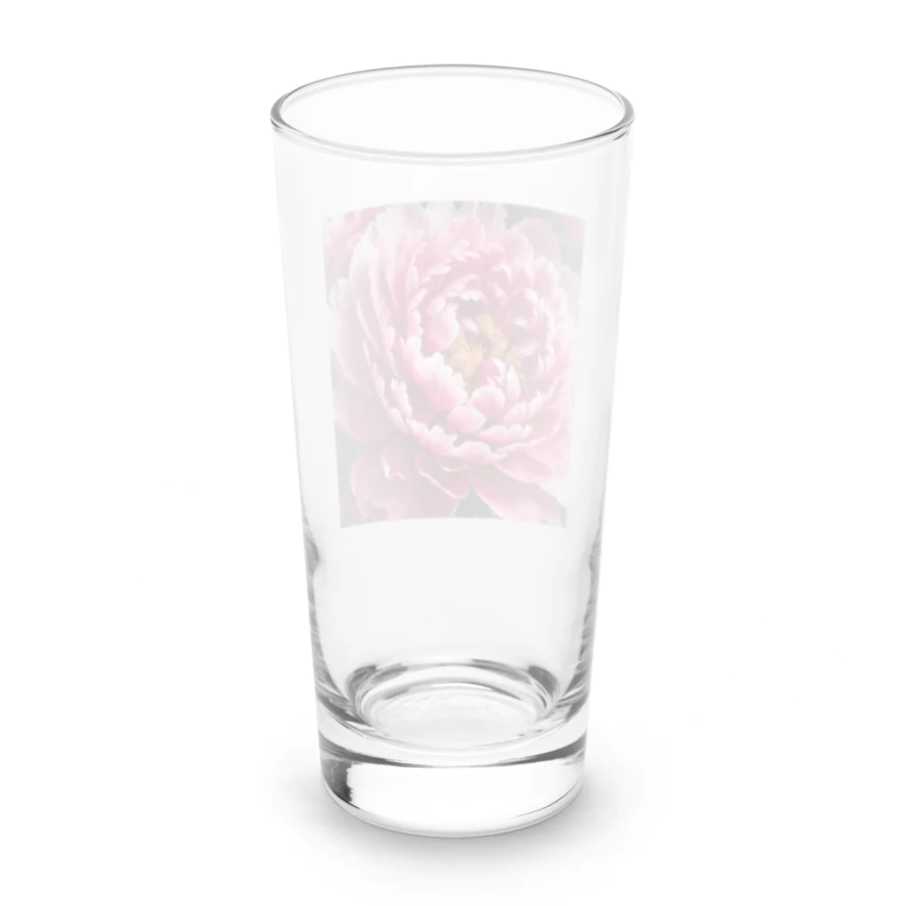 キャラメルのピオニーのピンク大輪　 Long Sized Water Glass :back