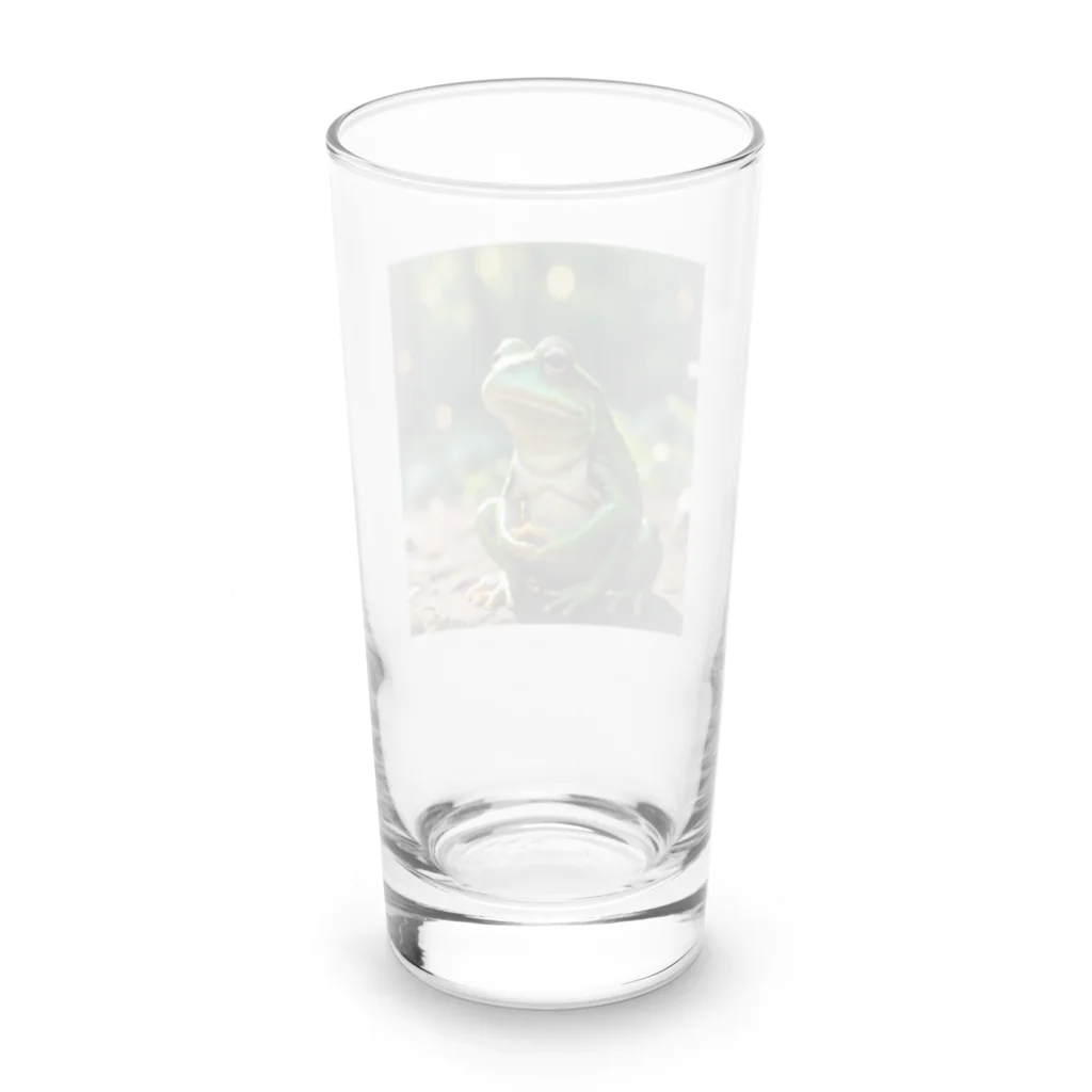 イラスト屋さんの　子供を守るカエル Long Sized Water Glass :back