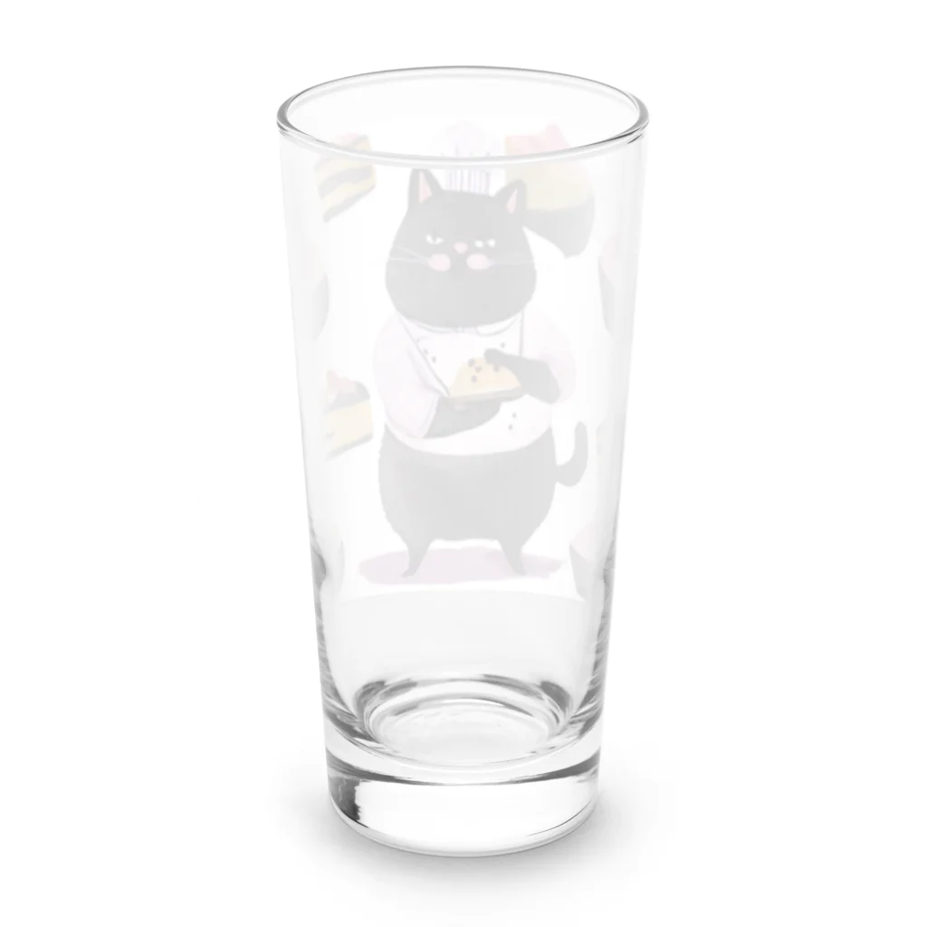 なまけものとみんなの太っちょ黒猫パティシエ Long Sized Water Glass :back